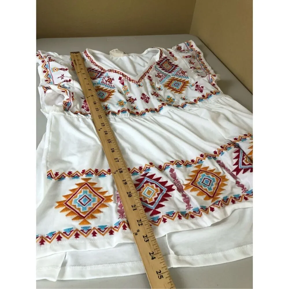 Savanna Jane Aztec Embroidered Top Size L - Picture 11 of 13